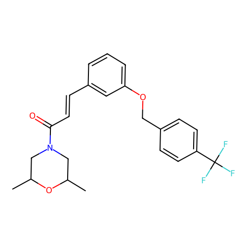 (E)-1-(2,6-dimethylmorpholino)-3-(3-{[4-(trifluoromethyl)benzyl]oxy}phenyl)-2-propen-1-one structure