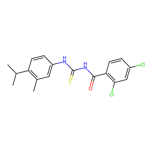 N-(2,4-dichlorobenzoyl)-N'-(4-isopropyl-3-methylphenyl)thiourea structure