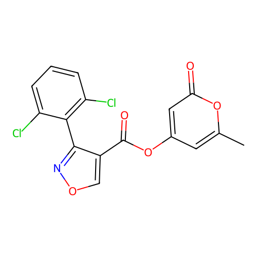 6-methyl-2-oxo-2H-pyran-4-yl 3-(2,6-dichlorophenyl)-4-isoxazolecarboxylate structure
