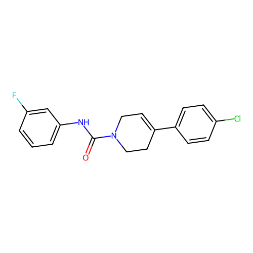 4-(4-chlorophenyl)-N-(3-fluorophenyl)-3,6-dihydro-1(2H)-pyridinecarboxamide structure