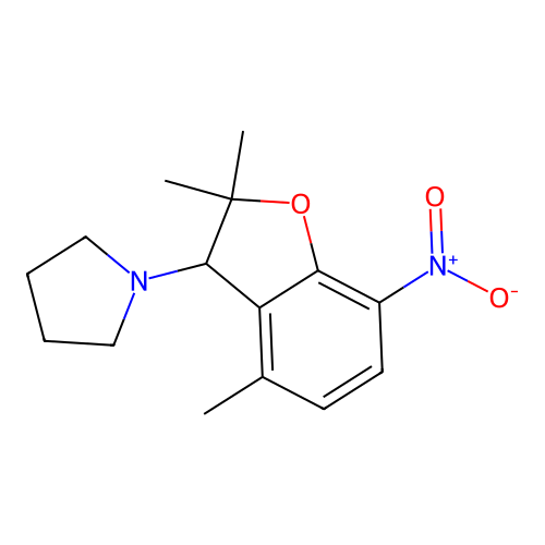 1-(2,2,4-Trimethyl-7-nitro-2,3-dihydro-1-benzofuran-3-yl)pyrrolidine structure