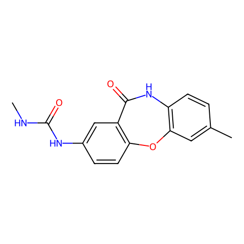 1-methyl-3-(2-methyl-6-oxo-5H-benzo[b][1,4]benzoxazepin-8-yl)urea structure