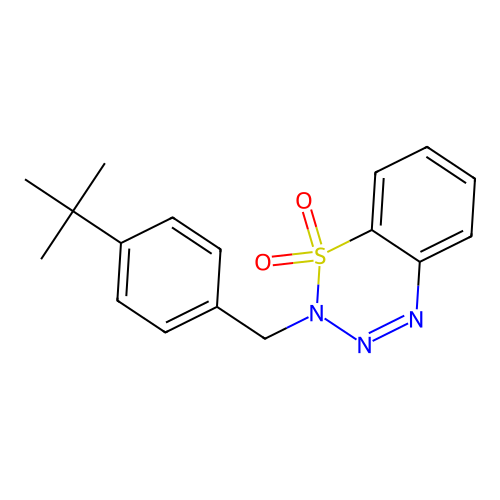 2-[4-(tert-butyl)benzyl]-1lambda~6~,2,3,4-benzothiatriazine-1,1(2H)-dione structure