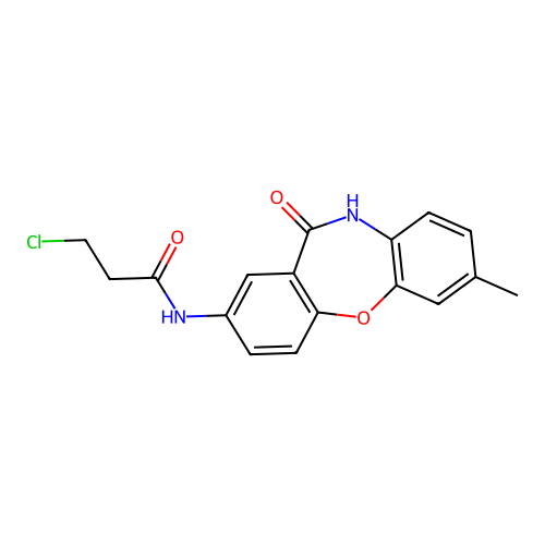 3-chloro-N-(2-methyl-6-oxo-5H-benzo[b][1,4]benzoxazepin-8-yl)propanamide structure