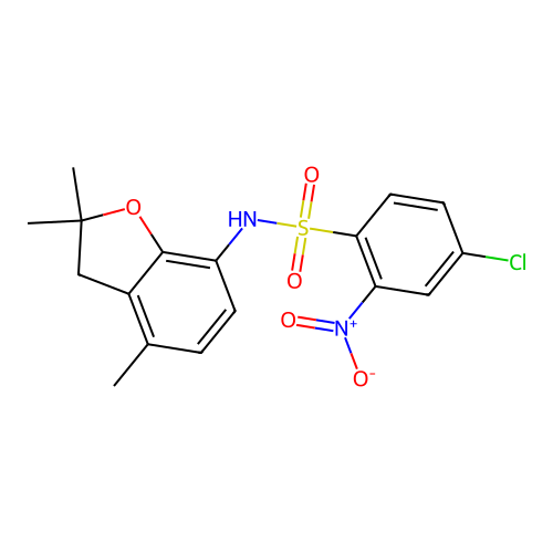 4-chloro-2-nitro-N-(2,2,4-trimethyl-3H-1-benzofuran-7-yl)benzenesulfonamide structure