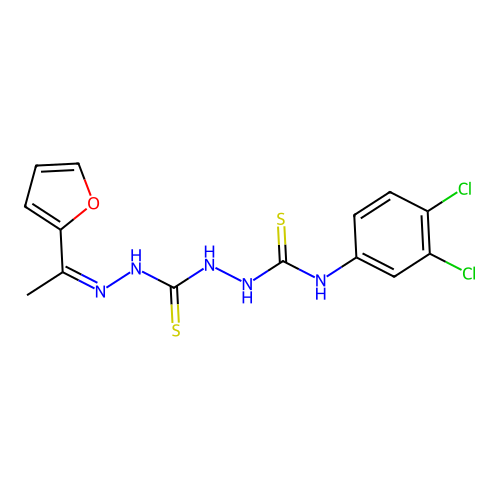 1-(3,4-dichlorophenyl)-3-[[1-(furan-2-yl)ethylideneamino]carbamothioylamino]thiourea structure