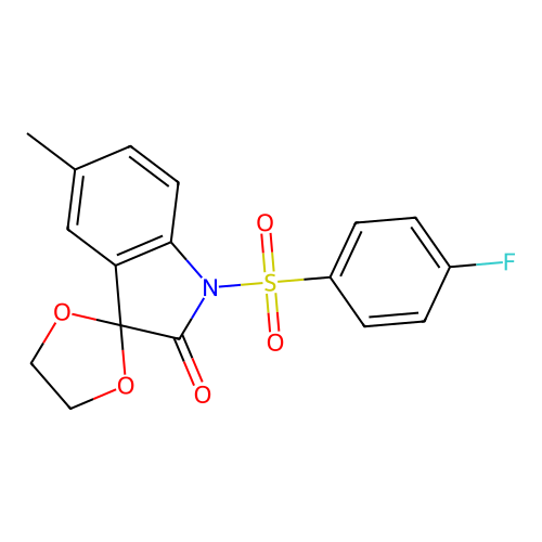 1-(4-Flourobenzenesulfonyl)-3-(1',3'-dioxolynyl)-5-methyl-1,3-dihydro-2H-indol-2-one structure