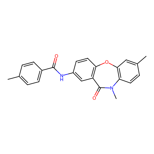 N-(7,10-dimethyl-11-oxo-10,11-dihydrodibenzo[b,f][1,4]oxazepin-2-yl)-4-methylbenzenecarboxamide structure