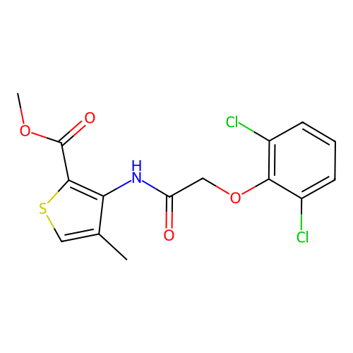 Methyl 3-{[2-(2,6-dichlorophenoxy)acetyl]amino}-4-methyl-2-thiophenecarboxylate structure