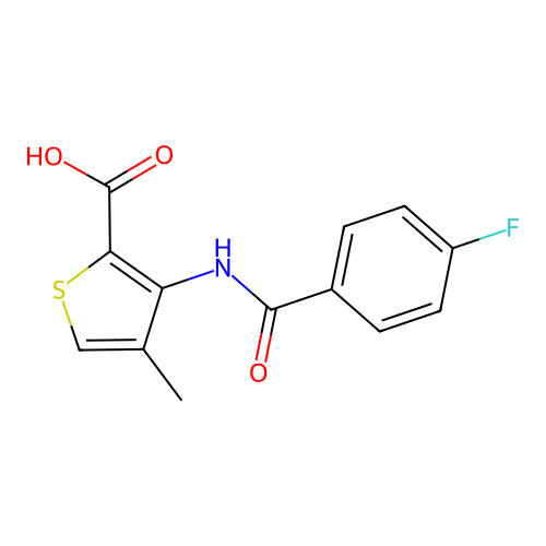 3-[(4-Fluorobenzoyl)amino]-4-methyl-2-thiophenecarboxylic acid structure