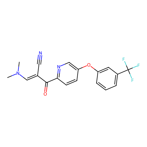 3-(dimethylamino)-2-[5-[3-(trifluoromethyl)phenoxy]pyridine-2-carbonyl]prop-2-enenitrile structure