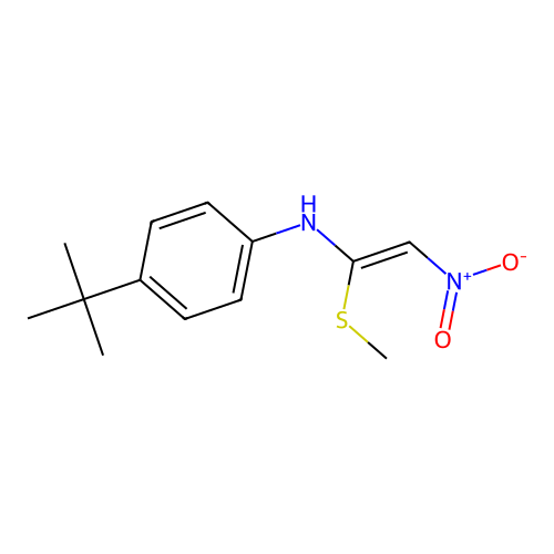 4-tert-butyl-N-(1-methylsulfanyl-2-nitroethenyl)aniline structure