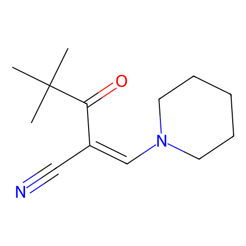 4,4-Dimethyl-3-oxo-2-(piperidin-1-ylmethylidene)pentanenitrile structure