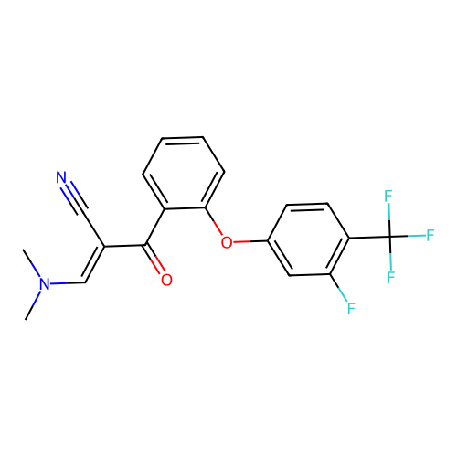 (E)-3-(dimethylamino)-2-{2-[3-fluoro-4-(trifluoromethyl)phenoxy]benzoyl}-2-propenenitrile structure