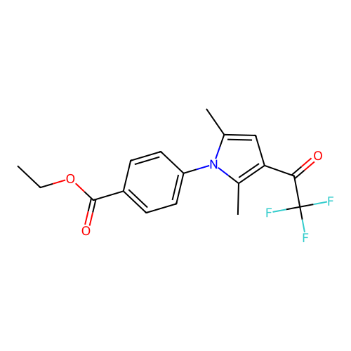 ethyl 4-[2,5-dimethyl-3-(2,2,2-trifluoroacetyl)-1H-pyrrol-1-yl]benzenecarboxylate structure