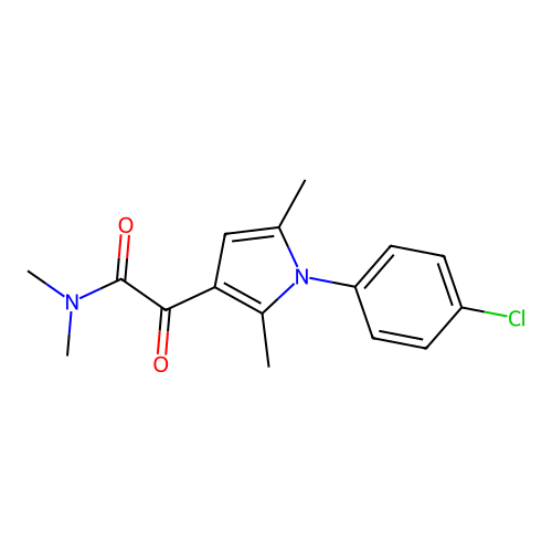 2-[1-(4-chlorophenyl)-2,5-dimethyl-1H-pyrrol-3-yl]-N,N-dimethyl-2-oxoacetamide structure