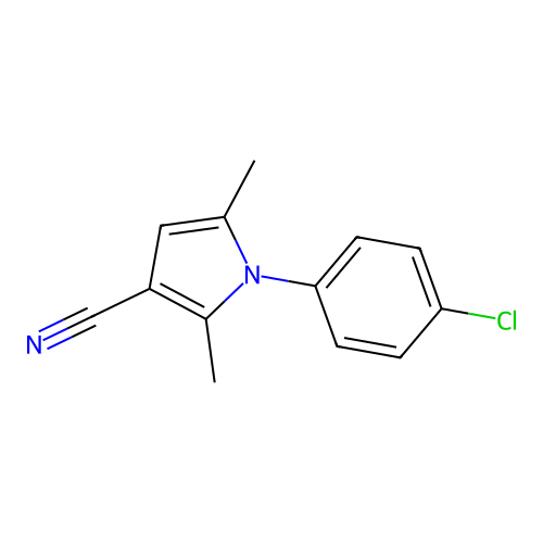 1-(4-chlorophenyl)-2,5-dimethyl-1H-pyrrole-3-carbonitrile structure