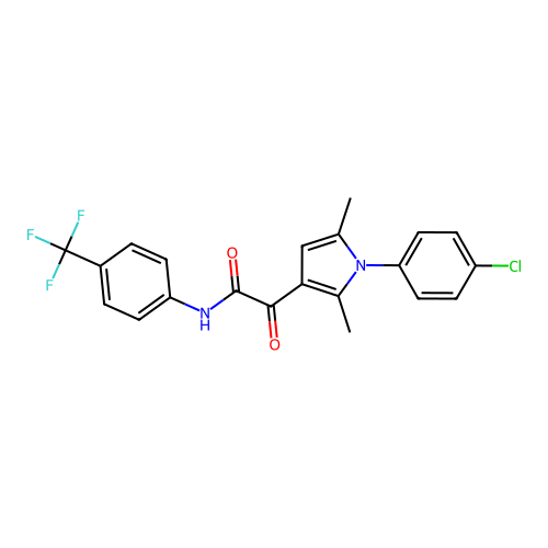 2-[1-(4-chlorophenyl)-2,5-dimethyl-1H-pyrrol-3-yl]-2-oxo-N-[4-(trifluoromethyl)phenyl]acetamide structure