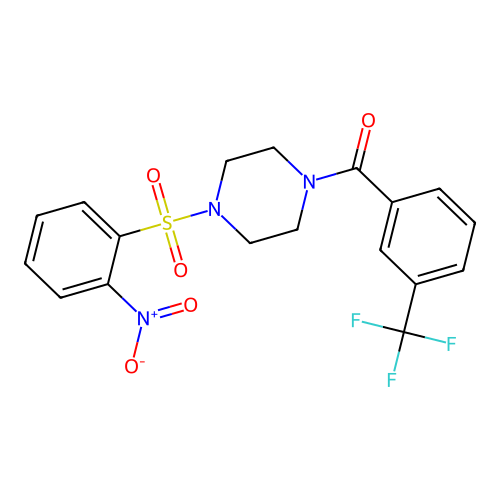 {4-[(2-Nitrophenyl)sulfonyl]piperazino}[3-(trifluoromethyl)phenyl]methanone structure
