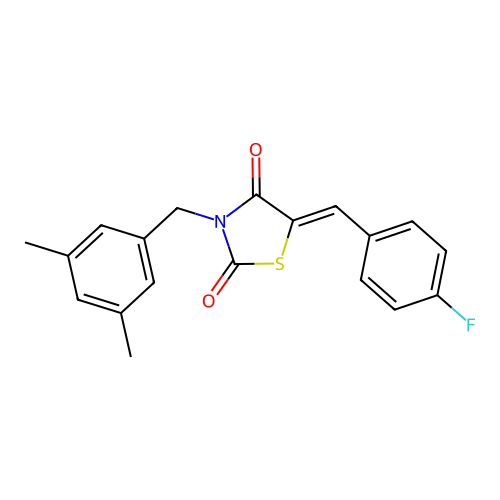 3-(3,5-dimethylbenzyl)-5-[(Z)-(4-fluorophenyl)methylidene]-1,3-thiazolane-2,4-dione structure