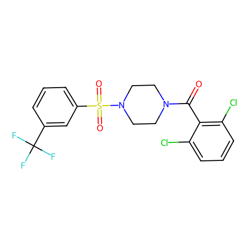 (2,6-Dichlorophenyl)(4-{[3-(trifluoromethyl)phenyl]sulfonyl}piperazino)methanone structure