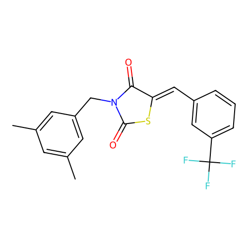 3-(3,5-dimethylbenzyl)-5-{(E)-[3-(trifluoromethyl)phenyl]methylidene}-1,3-thiazolane-2,4-dione structure