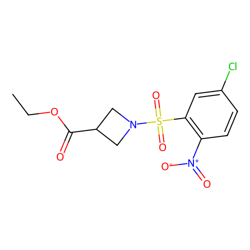 Ethyl 1-[(5-chloro-2-nitrophenyl)sulfonyl]-3-azetanecarboxylate structure