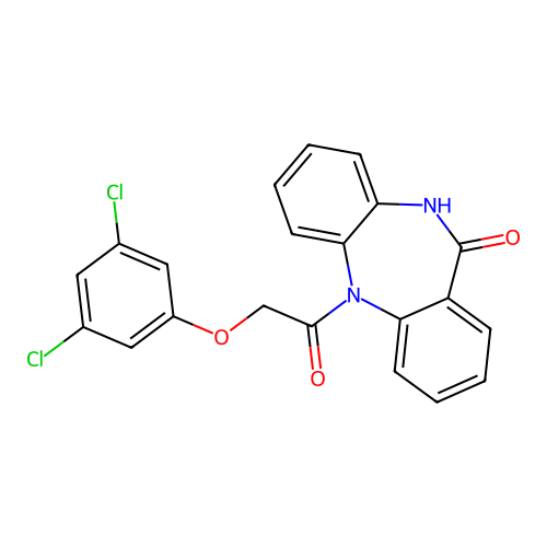 11-[2-(3,5-dichlorophenoxy)acetyl]-5H-benzo[b][1,4]benzodiazepin-6-one structure