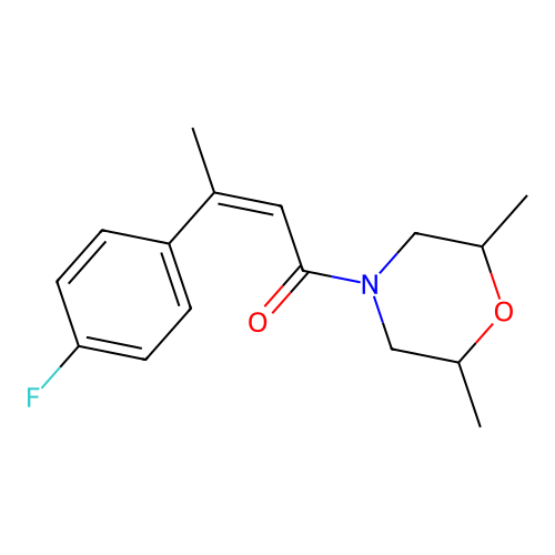 1-(2,6-Dimethylmorpholin-4-yl)-3-(4-fluorophenyl)but-2-en-1-one structure