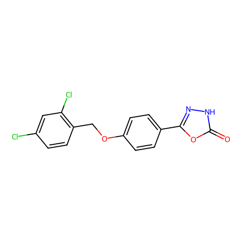 5-{4-[(2,4-dichlorobenzyl)oxy]phenyl}-1,3,4-oxadiazol-2(3H)-one structure