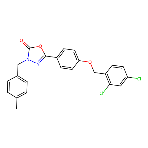 5-{4-[(2,4-dichlorobenzyl)oxy]phenyl}-3-(4-methylbenzyl)-1,3,4-oxadiazol-2(3H)-one structure