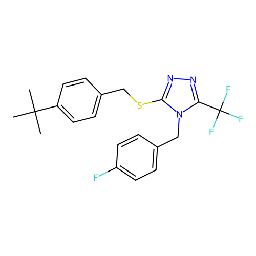 3-{[4-(tert-butyl)benzyl]sulfanyl}-4-(4-fluorobenzyl)-5-(trifluoromethyl)-4H-1,2,4-triazole structure
