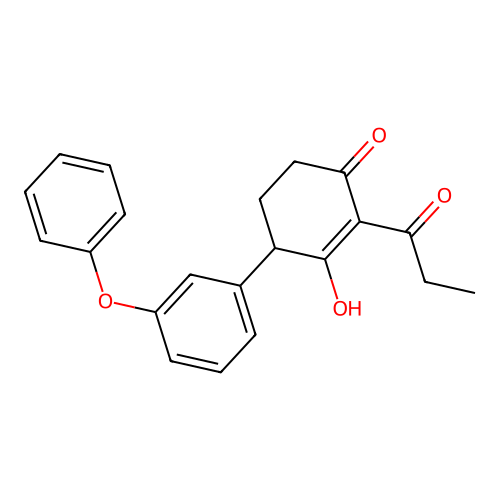 3-Hydroxy-6-(3-phenoxyphenyl)-2-propionyl-2-cyclohexen-1-one structure
