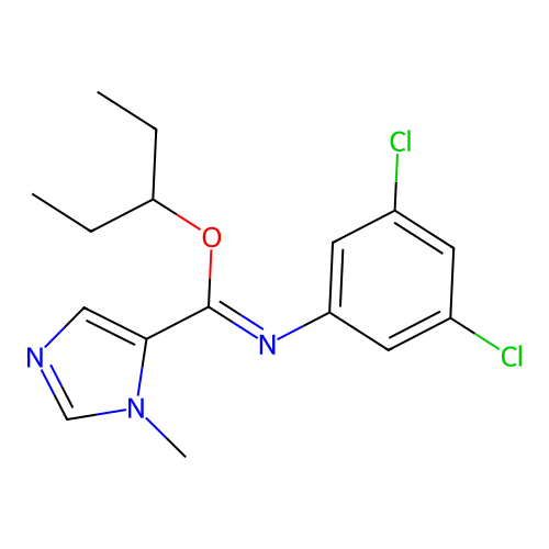 pentan-3-yl N-(3,5-dichlorophenyl)-3-methylimidazole-4-carboximidate structure
