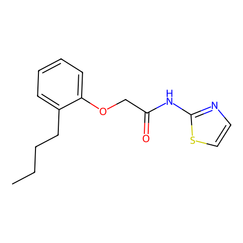 2-(2-butylphenoxy)-N-(1,3-thiazol-2-yl)acetamide structure