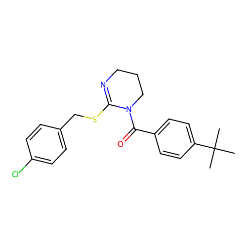 [4-(tert-butyl)phenyl][2-[(4-chlorobenzyl)sulfanyl]-5,6-dihydro-1(4H)-pyrimidinyl]methanone structure
