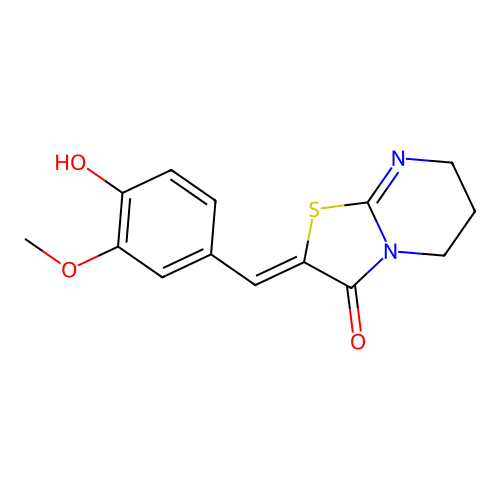 2-[(Z)-(4-hydroxy-3-methoxyphenyl)methylidene]-6,7-dihydro-5H-[1,3]thiazolo[3,2-a]pyrimidin-3-one structure