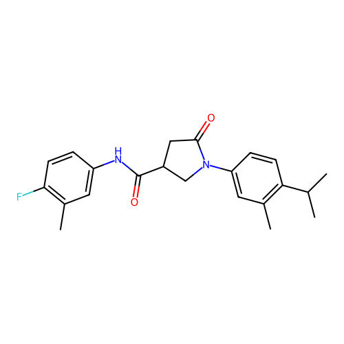 N-(4-fluoro-3-methylphenyl)-1-(4-isopropyl-3-methylphenyl)-5-oxo-3-pyrrolidinecarboxamide structure
