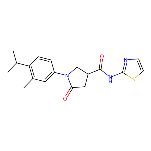 1-(4-isopropyl-3-methylphenyl)-5-oxo-N-(1,3-thiazol-2-yl)-3-pyrrolidinecarboxamide structure