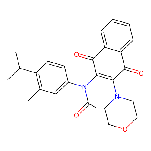 N-(4-isopropyl-3-methylphenyl)-N-(3-morpholino-1,4-dioxo-1,4-dihydro-2-naphthalenyl)acetamide structure