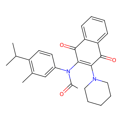N-(1,4-dioxo-3-piperidino-1,4-dihydro-2-naphthalenyl)-N-(4-isopropyl-3-methylphenyl)acetamide structure
