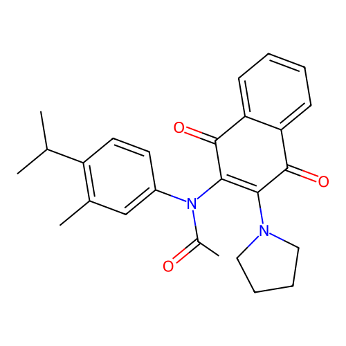 N-[1,4-dioxo-3-(1-pyrrolidinyl)-1,4-dihydro-2-naphthalenyl]-N-(4-isopropyl-3-methylphenyl)acetamide structure
