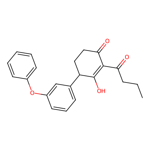 2-Butyryl-3-hydroxy-6-(3-phenoxyphenyl)-2-cyclohexen-1-one structure