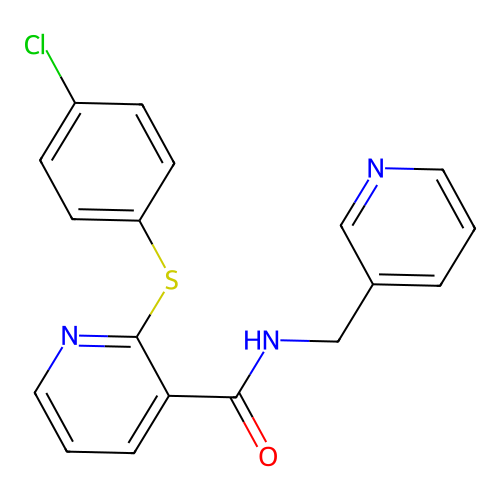 2-[(4-chlorophenyl)sulfanyl]-N-(3-pyridinylmethyl)nicotinamide structure