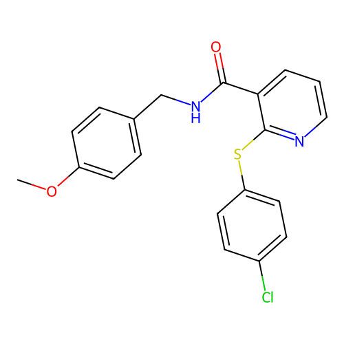 2-[(4-chlorophenyl)sulfanyl]-N-(4-methoxybenzyl)nicotinamide structure