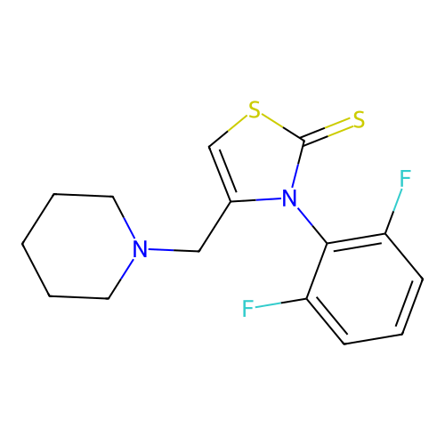 3-(2,6-difluorophenyl)-4-(piperidinomethyl)-1,3-thiazole-2(3H)-thione structure