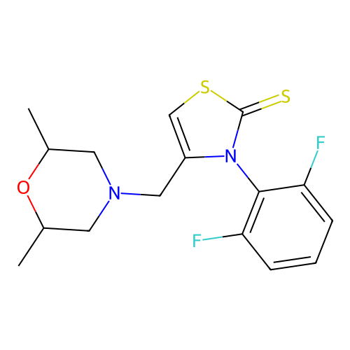 3-(2,6-difluorophenyl)-4-[(2,6-dimethylmorpholin-4-yl)methyl]-1,3-thiazole-2-thione structure