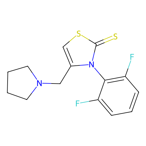 3-(2,6-Difluorophenyl)-4-(pyrrolidin-1-ylmethyl)-1,3-thiazole-2-thione structure
