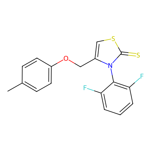 3-(2,6-Difluorophenyl)-4-[(4-methylphenoxy)methyl]-1,3-thiazole-2-thione structure