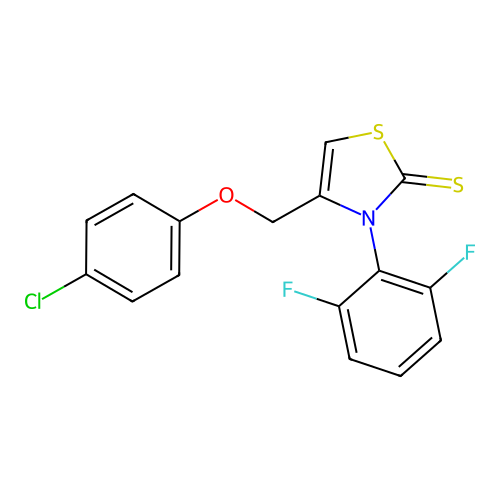 4-[(4-chlorophenoxy)methyl]-3-(2,6-difluorophenyl)-1,3-thiazole-2(3H)-thione structure